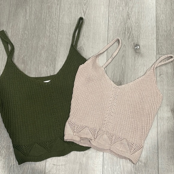 Cotton On Tops - 2 cotton on crochet tank tops both size small. Tan and Green